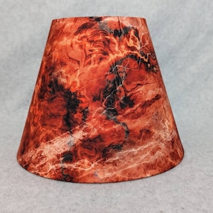 Orange / red marble lamp shade.  Thunder lightning storm look.  Electricity. Shade is 9.5 wide at the bottom, 5&quot; wide at the top and 7&quot; tall