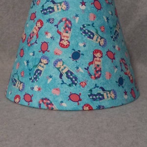 Nautical, Mermaid shade.  Turtle. Shades are 9.5&quot; wide at the bottom, 5&quot; at the top and 7&quot; tall