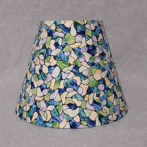 Fabric!  Stained glass look lamp shade.   Shades are 9.5" x 5" x 7" tall