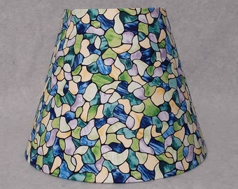 Fabric!  Stained glass look lamp shade.   Shades are 9.5" x 5" x 7" tall