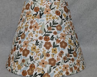 Brown and tan wildflowers lamp shade.  White background.  Colorful.  Plants.  Wild flower. Flowers. Shades are 9.5" x 5" x 7" tall