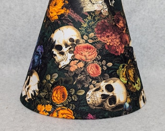 2-Pack Gothic Lamp Shade – 59x21 Inch Black Lace Skull Head Halloween Cover With Tassels, Polyester Fabric