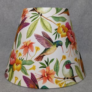 Hummingbird lamp shade.  Hummingbirds. Birds.  Trees.  Flowers. Shades are 9.5&quot; x 5&quot; x 7&quot; tall