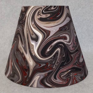 Brown , chocolate swirl lamp shade.  Marble pattern.  Shade is 9.5 wide at the bottom, 5" wide at the top and 7" tall