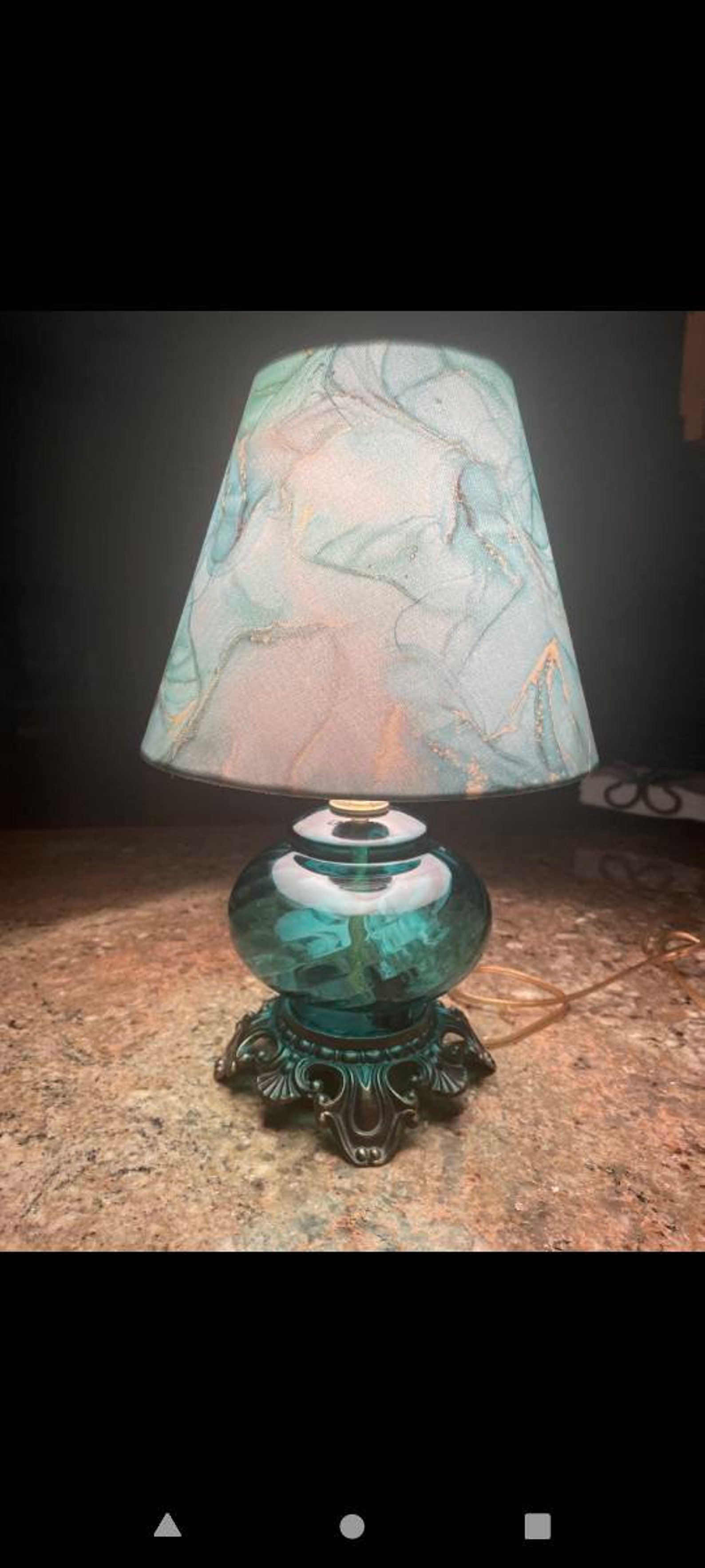 Green Teal Gold Swirl Lamp Shade. Geode. Shade is 9.5 Wide Etsy