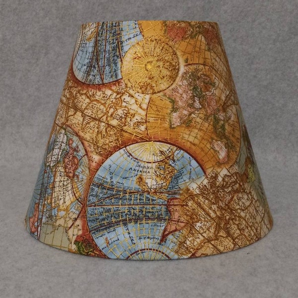 Globe Old world map lamp shade. Gold.  Shine.  Shades are 9.5" x 5" x 7" tall