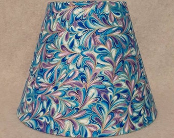 Blue wave, mosaic lamp shade.  Bloom.  Flower. Shades are 9.5" x 5" x 7" tall