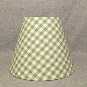 Green Gingham Check lamp shade. Checkered. Green and white. Shade is 9.5 wide at the bottom, 5 wide at the top and 7 tall image 1