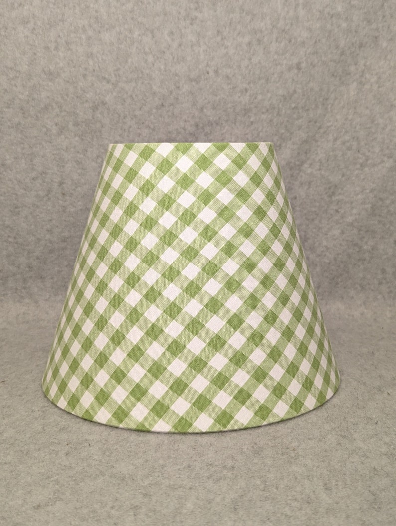Green Gingham Check lamp shade. Checkered. Green and white. Shade is 9.5 wide at the bottom, 5 wide at the top and 7 tall image 1
