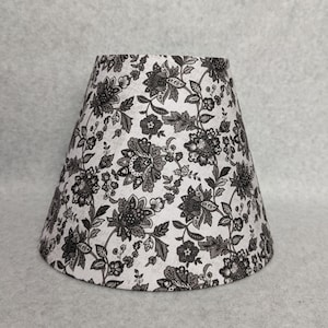 Paisley Flowers on grey lamp shade.  Black and gray.  Plants.  Gray.  Flower. Shades are 9.5&quot; x 5&quot; x 7&quot; tall