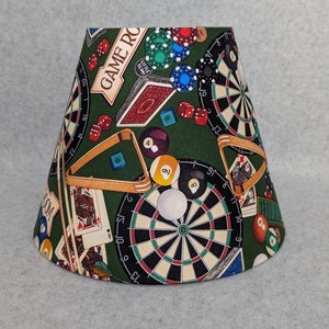 Gameroom lamp shade.  Game room. Billiards, pool, darts. Poker. Gambling.  Shades are 9.5&quot; x 5&quot; x 7&quot; tall