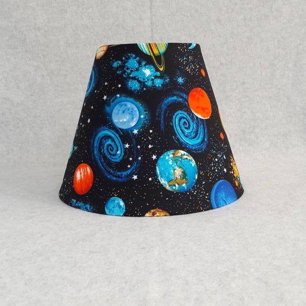 Outer space lamp shade.  Galaxy.  Milky way. Earth. Planets. Stars.  Shades are 9.5" x 5" x 7" tall