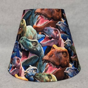 Realistic dinosaur lamp shade. Teeth.  Colorful. Shades are 9.5&quot; x 5&quot; x 7&quot; tall