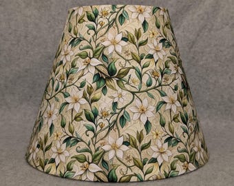 White flowers on Green vines lamp shade. Vine.   Floral.  Flowers.  Shades are 9.5" x 5" x 7" tall.  Accent.  Art Nouveau