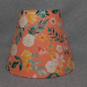 Flower lamp shade, Floral, Plants, Flowers, pink, salmon. Shades are 9.5&quot; x 5&quot; x 7&quot; tall