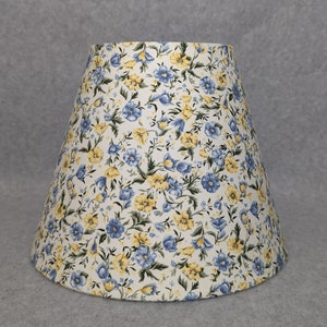 Yellow and blue flowers lamp shade.  Cream background.  Shades are 9.5" x 5" x 7" tall