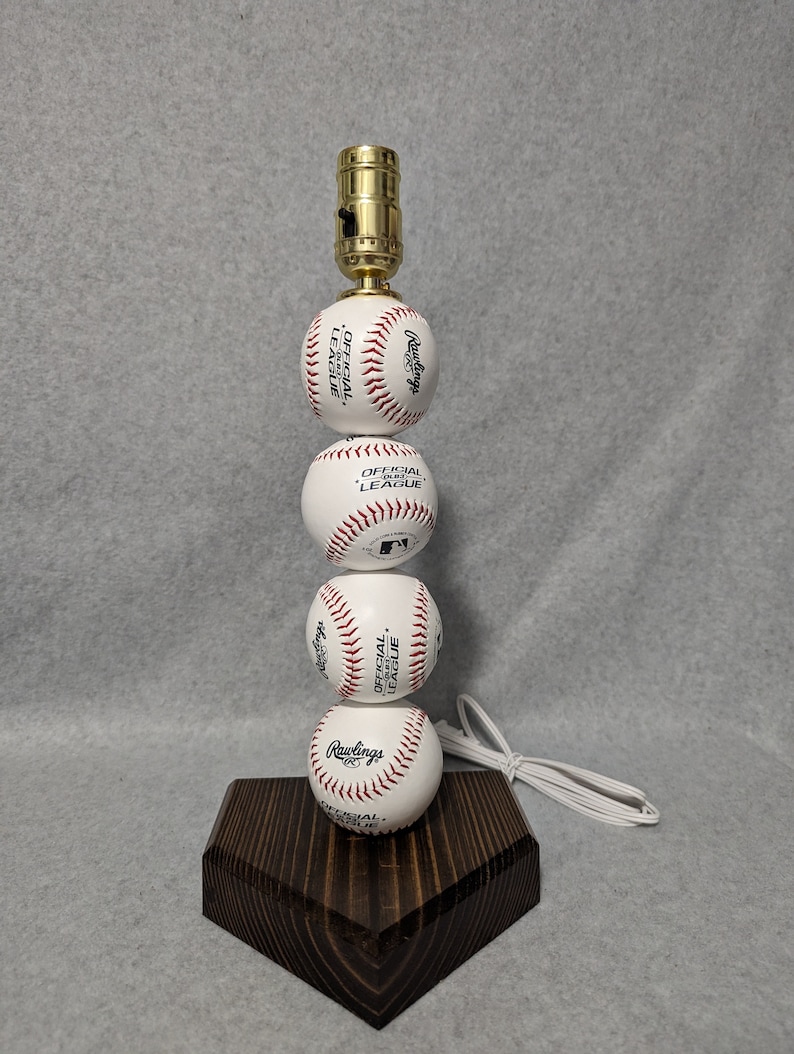 Baseball lamp. Made with real baseballs. Can be personalized. The Original and often imitated, never duplicated. image 1