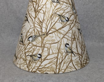 Chickadees and branches lamp shade.  Chickadee.  Birds.  Shiny branches. Shades are 9.5" x 5" x 7" tall
