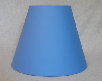 Bright Blue lamp shade.  Solid blue.  Shade is 9.5" wide at the bottom, 5" wide at the top and 7" tall