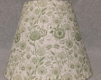 Dandelion lamp shade.   Green, sage.  Sketch.  Line.  Plants.  Flowers. Shades are 9.5" x 5" x 7" tall