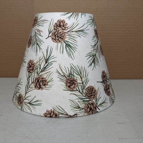 Pinecone and needles lamp shade.  Shades are 9.5" x 5" x 7" tall