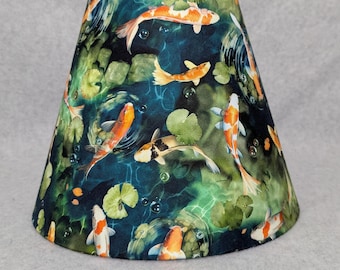 Koi pond lamp shade.  Beautiful fish.  Realistic. Asian fish.  Japanese.  Shades are 9.5" x 5" x 7" tall