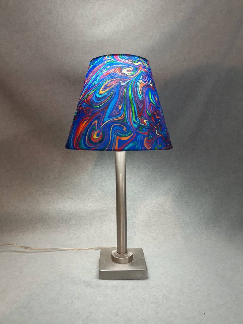 5 wide at the top and 7 tall Marble pattern Colorful swirl lamp shade Shade is 9.5 wide at the bottom