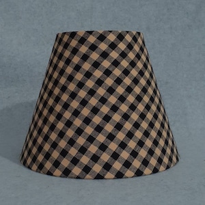 Gingham Check lamp shade.  Checkered.  Brown and black.  Shade is 9.5&quot; wide at  the bottom, 5&quot; wide at the top and 7&quot; tall