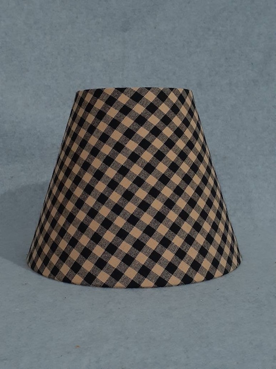 Gingham Check Lamp Shade. Checkered. Brown and Black. Shade is 9.5