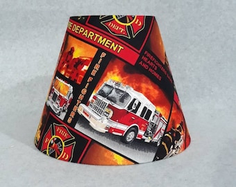 Firefighter lamp shade.  Fire Department.  Firetruck. Shades are 9.5&quot; x 5&quot; x 7&quot; tall
