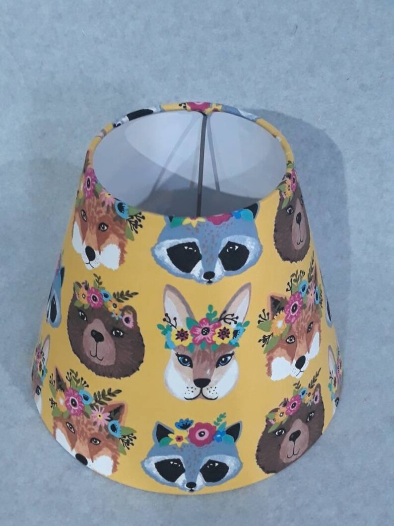 Whimsical Forest Animals Lamp Shade. Fox, Raccoon, Bear and Rabbit ...