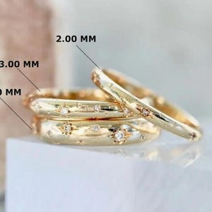 Alliance vintage en forme d'étoile pour elle, cadeau de bande de diamants en or 14 carats, son - alliance pour elle, alliance alternative, alliance céleste