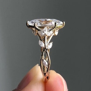 3CT Vintage Marquise Moissanite Art Deco Style Engagement Ring Antique Promise Ring For Women Nature Inspire Ring Gifts For Womens