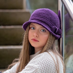 Purple Hat/Beanie Hat/Cloche/Hat/Beanie/Purple Cloche (fits Teen/Small Adult and Medium Adult)