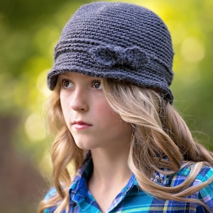 Charcoal Gray Cloche Hat: Hand Knit Beanie (Teen/Small Adult and Medium Adult)
