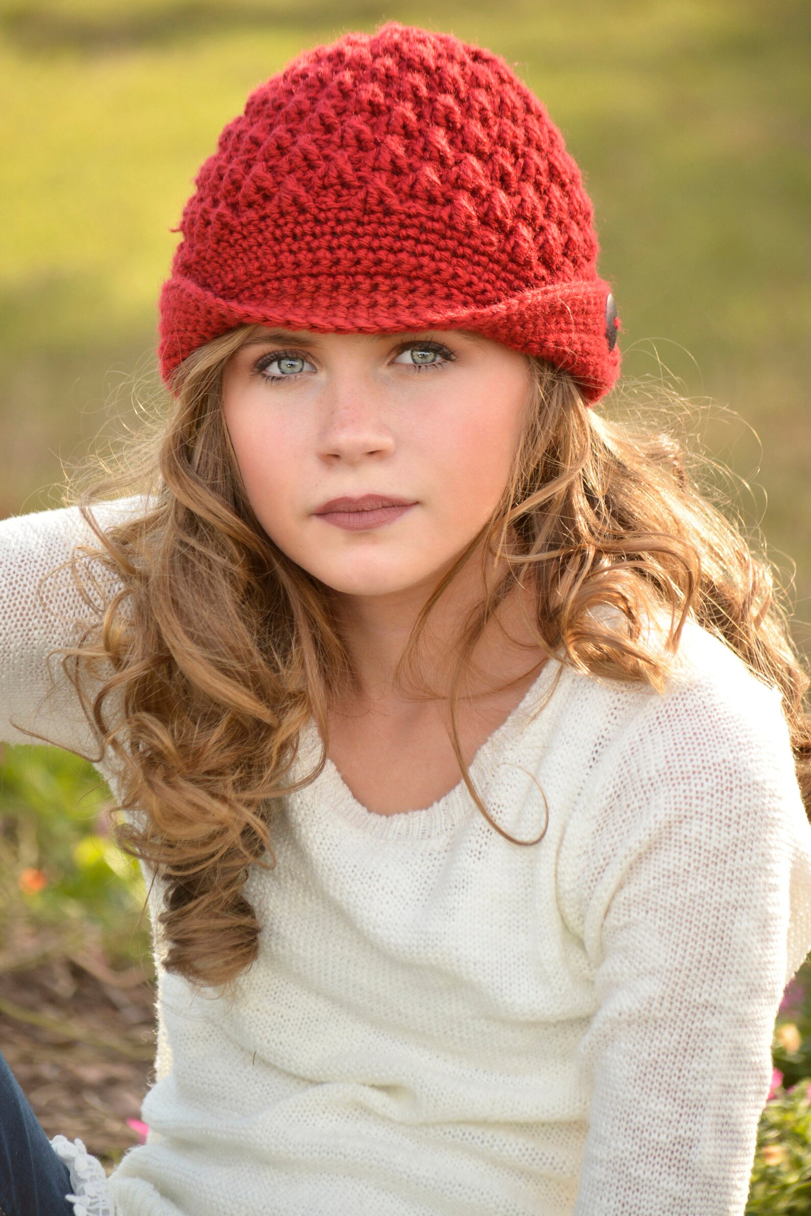 Red Newsboy Hat/Brim Hat/Beanie Hat fits preteen and medium Etsy