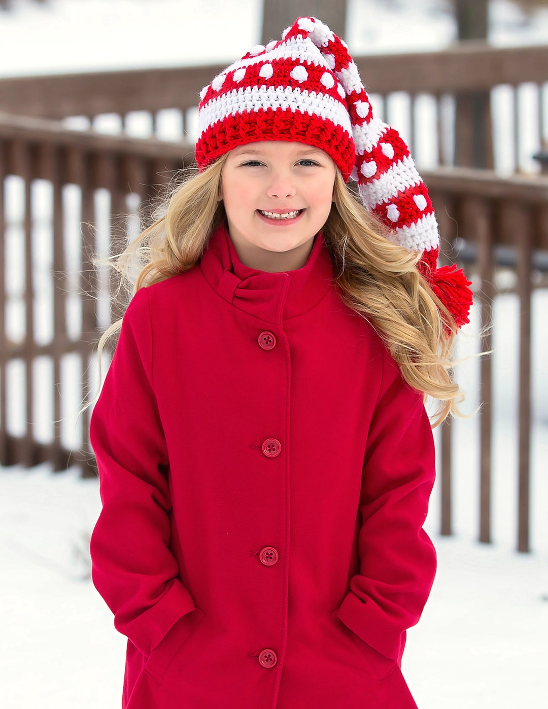 Long Tail Stocking Hat With Pom Pom/stocking Cap/stocking Hat/elf Hat