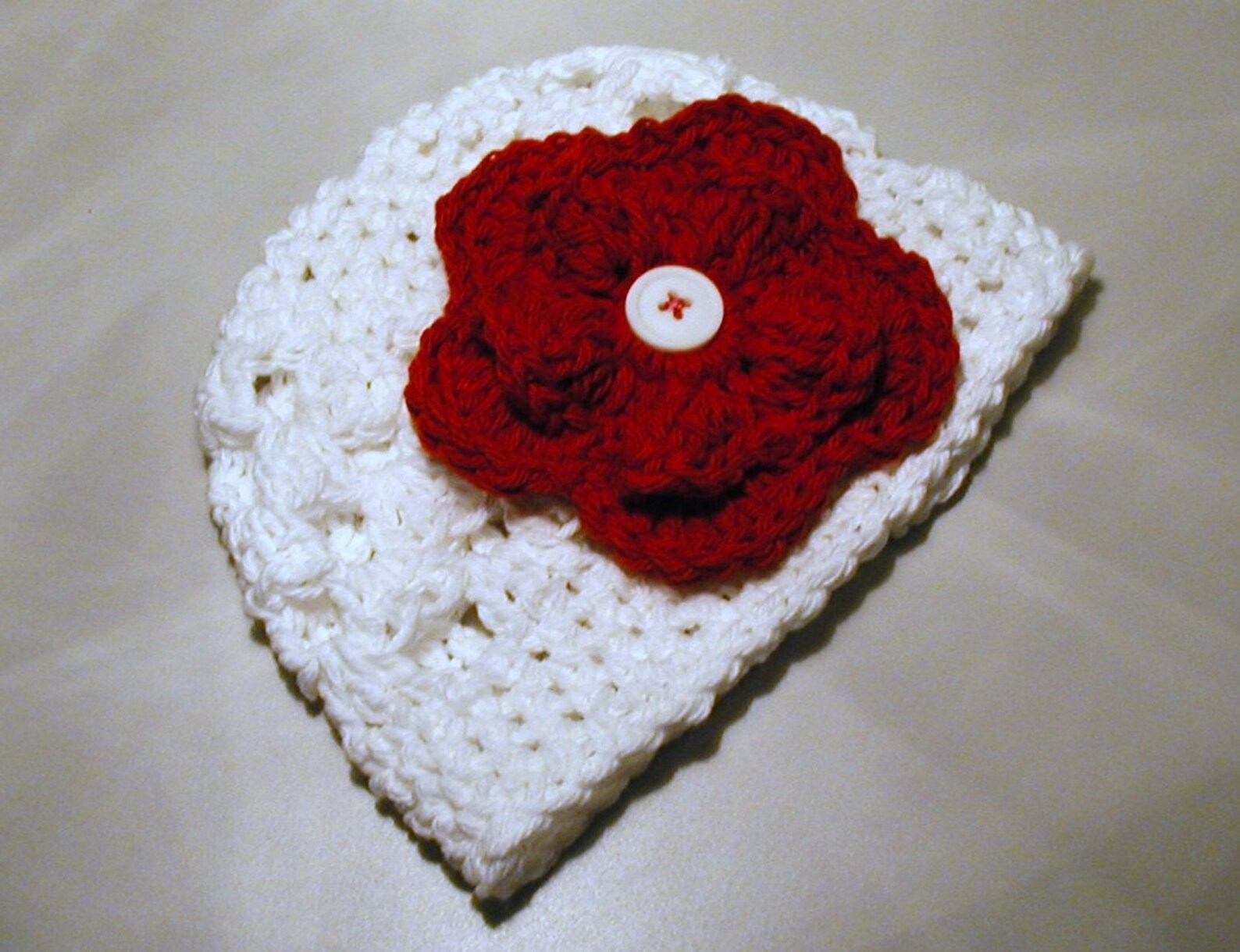 White Beanie Hat With 3 Button on Detachable Flowers fits Etsy