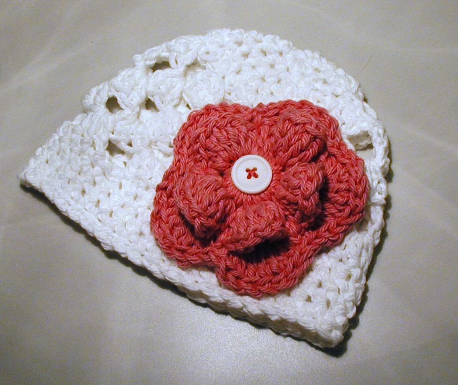 White Beanie Hat With 3 Button on Detachable Flowers fits Etsy