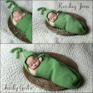 READY TO SHIP (1) Green Pea Pod Cocoon for Baby (fits 0-3 months)