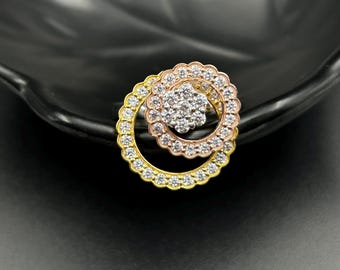 2 kt lab gemaakte diamanten ring, driekleurige spinring, 14K geel/wit/roségoud vergulde ring, verjaardagscadeau voor haar Draaiende ring voor haar