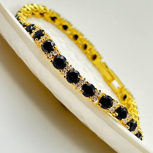 3Ct Lab Created Diamond Bracelet Women&#39;s Black Diamond Bracelet 14k Yellow Gold Plating 925 Silver  Elegant Jewelry Anniversary Gift for Her