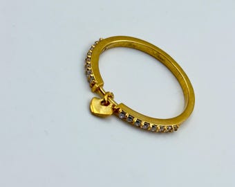 0.8Ct Lab Created Diamond Ring, 14K Yellow Gold Plated Ring, Charm Ring, Heart Charm Jewelry, Birthday Gift For Her, Gift For Party, Minimal