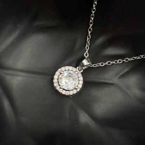 1Ct Lab Created Diamond Pendant and Chain, Round Cut Halo Pendant Necklace 14k Gold Plating 925 Silver, Diamond Jewelry, Gift for Her