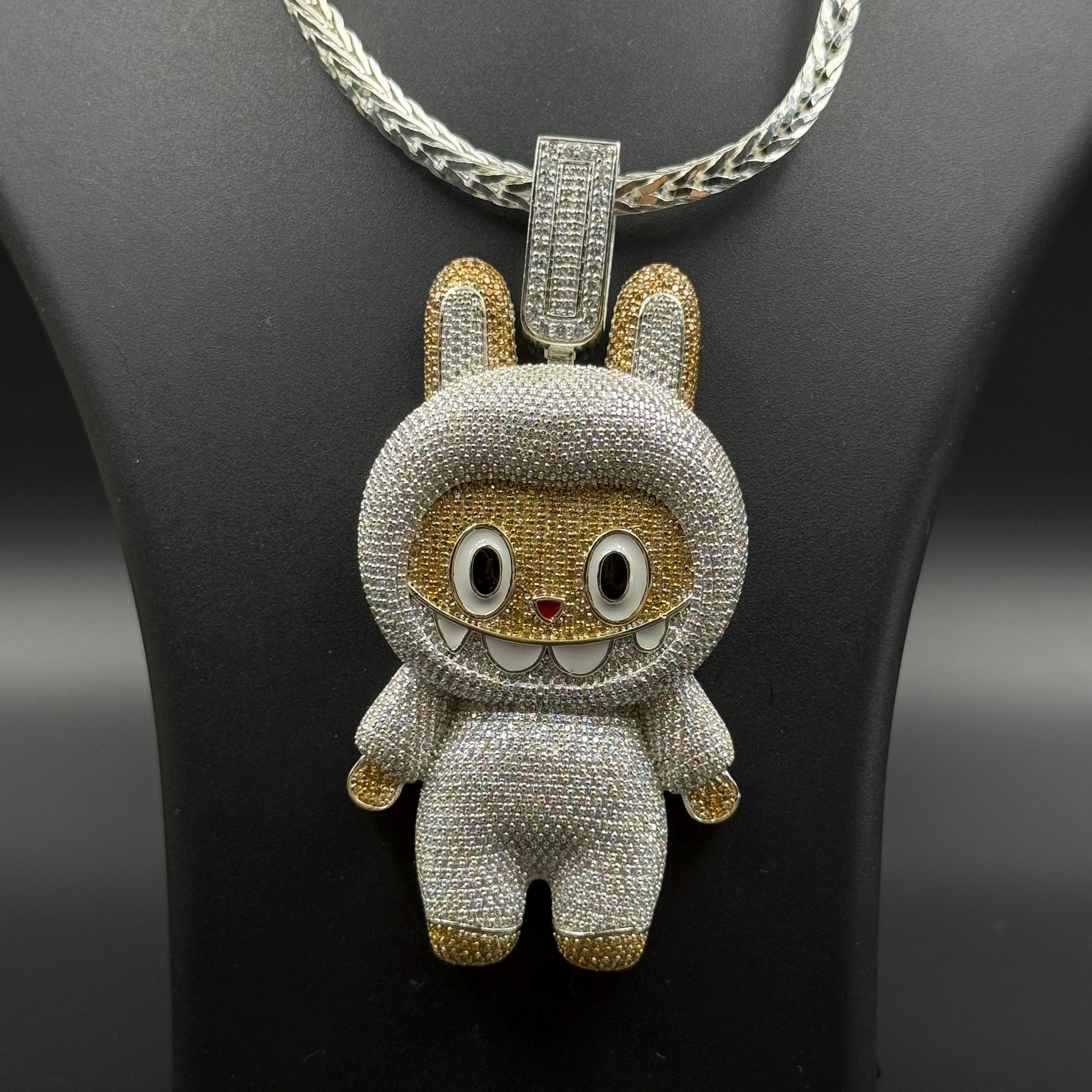 正規品　labubu ペンダントチェーン 15ct Champagne Lab Created Diamond, Labubu Pendant 14k Gold Plated