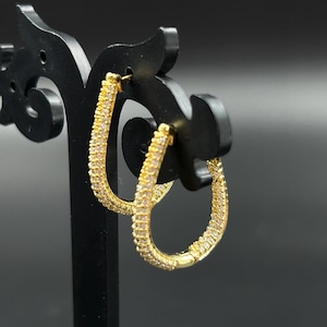 Inside Out Diamond Hoop Earrings | 14k Gold Plated | 2Ct Lab Created Diamond | 925 Sterling Silver Sparkling Hoops | Gift for Her