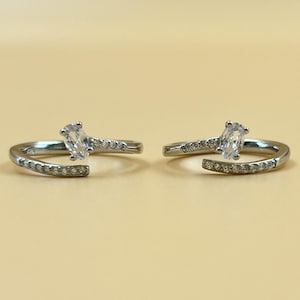 1Ct Lab Created Oval Cut Diamond 925 Adjustable Toe Ring, 14K Gold Plated, Women&#39;s Foot Ring, Anniversary Gift For Her, Birthday Gift
