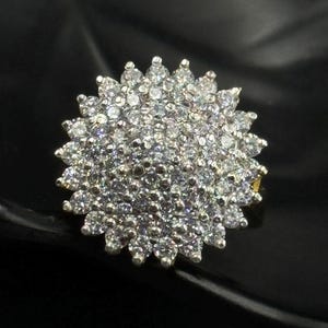 3Ct Lab Created Diamond Statement Ring 925 Silver Women&#39;s Cluster Cocktail Ring with 14k White Yellow Gold Plating Anniversary Gift for Her