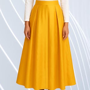 Yellow Taffeta Pleated Skirt with Belt High-Waisted Formal Skirt Evening Wear, Bridesmaid Outfit, Party Christmas Gift Customized  Color