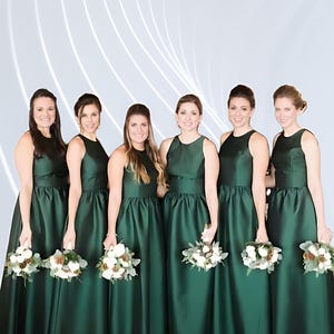 Long Green Taffeta Bridesmaid Dress – Sleeveless Bridal Wedding, Prom, Evening, Christmas Dress